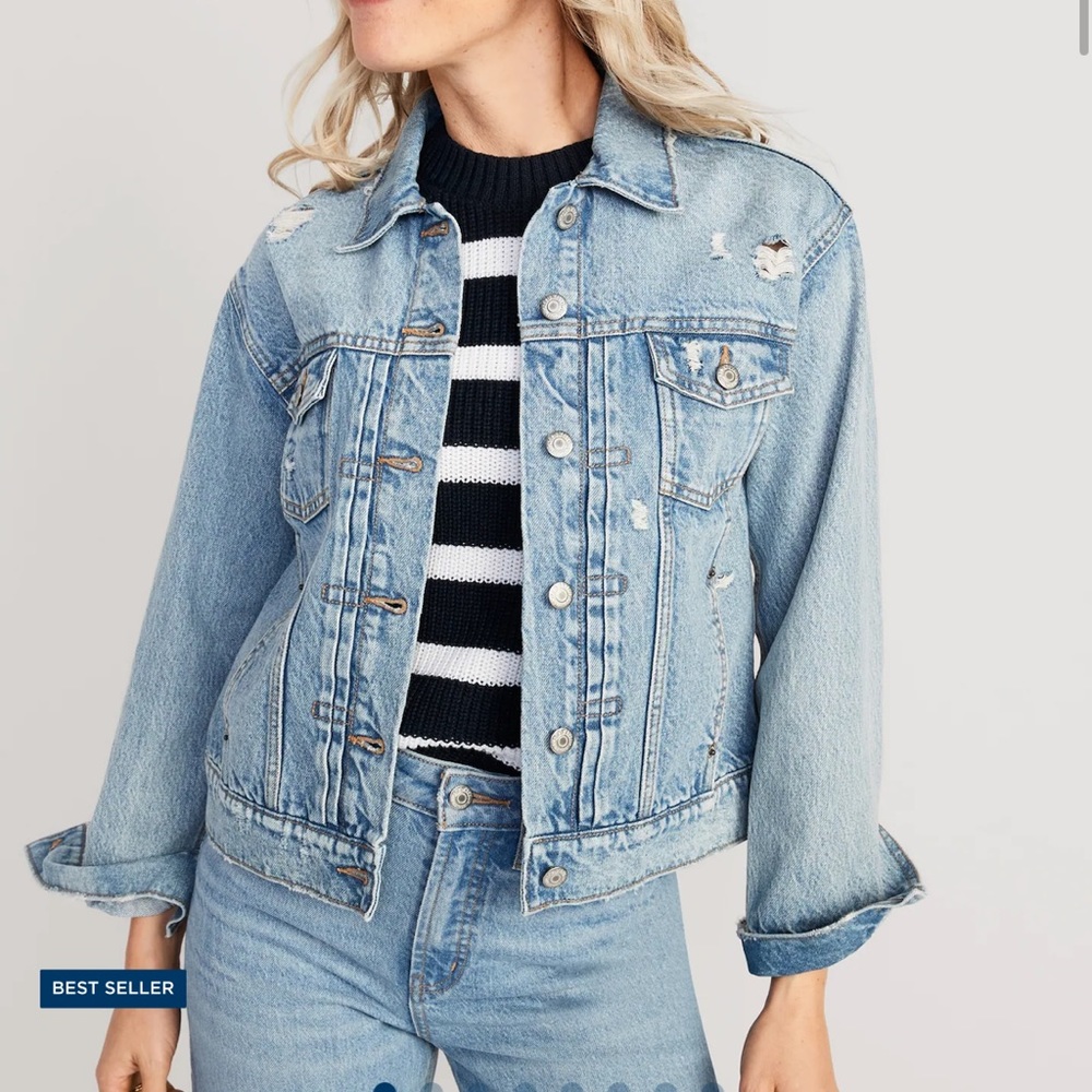 Distressed Light Wash Denim Jacket